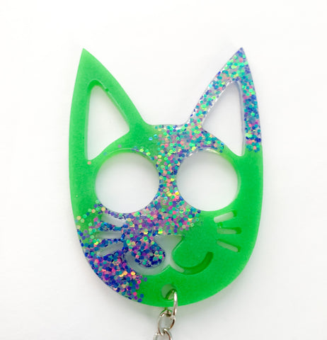 Lime Green & Glitter Keychain