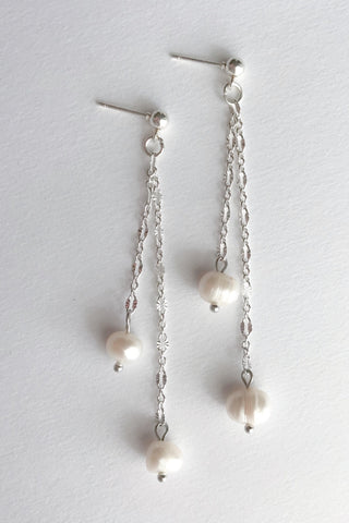Double Chain Pearl Earrings
