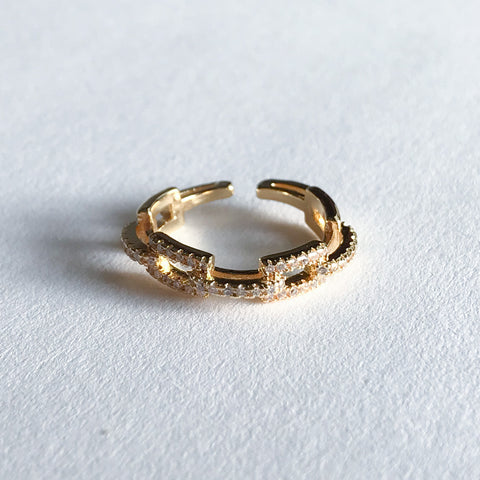 CZ Gold Link Ring