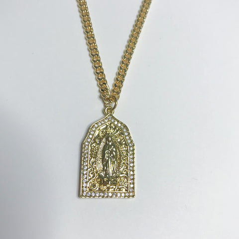 Virgin Mary Rhinestone Necklace