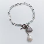 Heart & Pearl Toggle Bracelet
